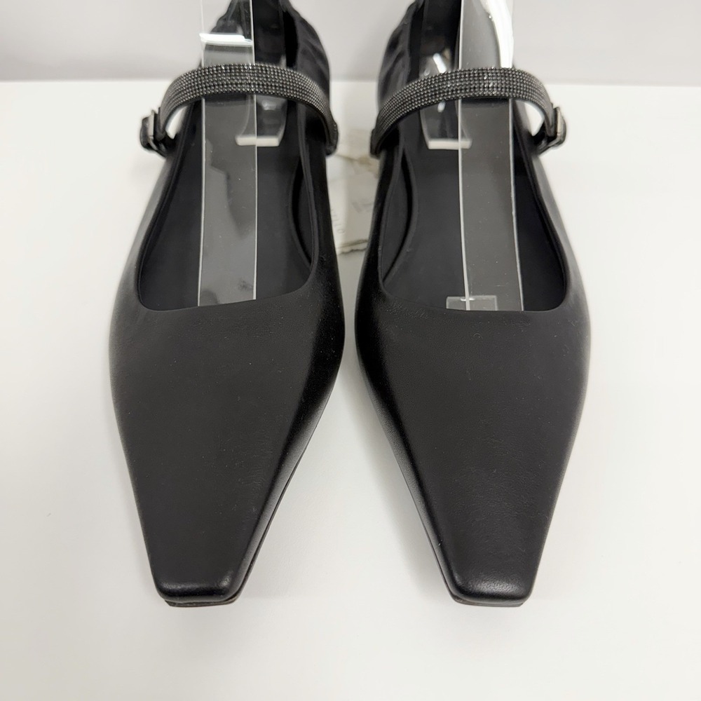 Brunello Cucinelli Mary Jane Leather Shoes Black Monili Crystal NWT $1350 38 1/2 - Picture 6 of 13